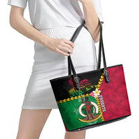 Vanuatu Nakamal and Plumeria Flowers Leather Tote Bag Polynesian Pattern LT03 - Polynesian Pride