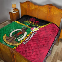 Vanuatu Nakamal and Plumeria Flowers Quilt Polynesian Pattern