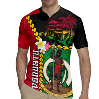 Vanuatu Nakamal and Plumeria Flowers Rugby Jersey Polynesian Pattern