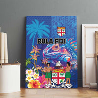 Fiji Bula Canvas Wall Art Tropical Plants with Palm Tree and Iguana Colorful