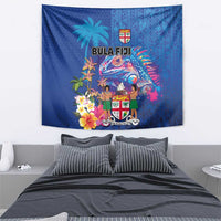 Fiji Bula Tapestry Tropical Plants with Palm Tree and Iguana Colorful