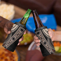 Fiji Traditional Masi 4 in 1 Can Cooler Tumbler Tapa Art Palm Leaves Pattern