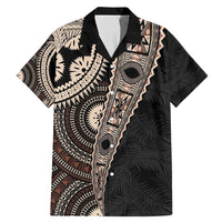 Fiji Traditional Masi Family Matching Mermaid Dress and Hawaiian Shirt Tapa Art Palm Leaves Pattern