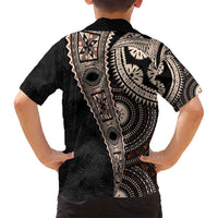 Fiji Traditional Masi Family Matching Puletasi and Hawaiian Shirt Tapa Art Palm Leaves Pattern