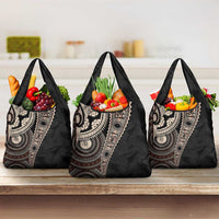 Fiji Traditional Masi Grocery Bag Tapa Art Palm Leaves Pattern