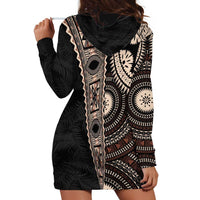 Fiji Traditional Masi Hoodie Dress Tapa Art Palm Leaves Pattern LT03 - Polynesian Pride
