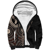 Fiji Traditional Masi Sherpa Hoodie Tapa Art Palm Leaves Pattern
