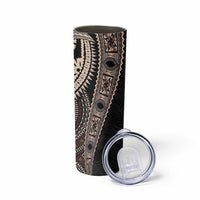 Fiji Traditional Masi Skinny Tumbler Tapa Art Palm Leaves Pattern