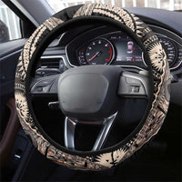 Fiji Traditional Masi Steering Wheel Cover Tapa Art Palm Leaves Pattern LT03 - Polynesian Pride