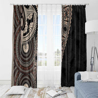 Fiji Traditional Masi Window Curtain Tapa Art Palm Leaves Pattern