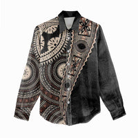 Fiji Traditional Masi Women Casual Shirt Tapa Art Palm Leaves Pattern