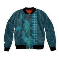 Aloha Hawaii Whale Kakau and Polynesian Tattoo Bomber Jacket Turquoise Color LT03 Unisex Turquoise - Polynesian Pride