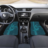 Aloha Hawaii Whale Kakau and Polynesian Tattoo Car Mats Turquoise Color