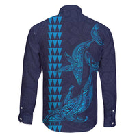 Aloha Hawaii Whale Kakau and Polynesian Tattoo Family Matching Mermaid Dress and Hawaiian Shirt Dark Navy Color LT03 - Polynesian Pride