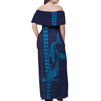 Aloha Hawaii Whale Kakau and Polynesian Tattoo Off Shoulder Maxi Dress Dark Navy Color LT03 - Polynesian Pride
