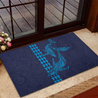 Aloha Hawaii Whale Kakau and Polynesian Tattoo Rubber Doormat Dark Navy Color LT03 - Polynesian Pride