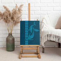 Aloha Hawaii Whale Kakau and Polynesian Tattoo Canvas Wall Art Light Blue Color