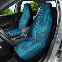 Aloha Hawaii Whale Kakau and Polynesian Tattoo Car Seat Cover Light Blue Color