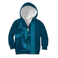 Aloha Hawaii Whale Kakau and Polynesian Tattoo Kid Hoodie Light Blue Color