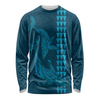 Aloha Hawaii Whale Kakau and Polynesian Tattoo Long Sleeve Shirt Light Blue Color LT03 Unisex Light Blue - Polynesian Pride