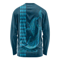 Aloha Hawaii Whale Kakau and Polynesian Tattoo Long Sleeve Shirt Light Blue Color LT03 - Polynesian Pride