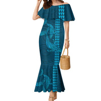 Aloha Hawaii Whale Kakau and Polynesian Tattoo Mermaid Dress Light Blue Color LT03 Women Light Blue - Polynesian Pride