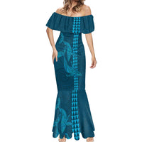 Aloha Hawaii Whale Kakau and Polynesian Tattoo Mermaid Dress Light Blue Color LT03 - Polynesian Pride