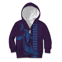 Aloha Hawaii Whale Kakau and Polynesian Tattoo Kid Hoodie Purple Color