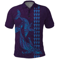 Aloha Hawaii Whale Kakau and Polynesian Tattoo Polo Shirt Purple Color