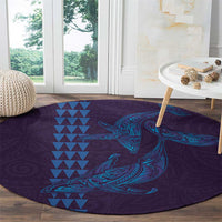 Aloha Hawaii Whale Kakau and Polynesian Tattoo Round Carpet Purple Color LT03 - Polynesian Pride
