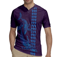 Aloha Hawaii Whale Kakau and Polynesian Tattoo Rugby Jersey Purple Color