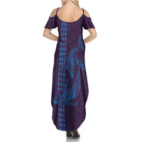 Aloha Hawaii Whale Kakau and Polynesian Tattoo Summer Maxi Dress Purple Color