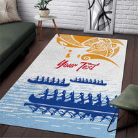 Personalised Hawaiki Nui Va'a French Polynesian Pattern Area Rug White Color LT03 White - Polynesian Pride