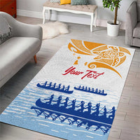 Personalised Hawaiki Nui Va'a French Polynesian Pattern Area Rug White Color LT03 - Polynesian Pride