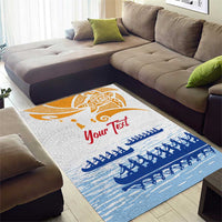 Personalised Hawaiki Nui Va'a French Polynesian Pattern Area Rug White Color LT03 - Polynesian Pride