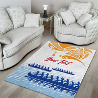 Personalised Hawaiki Nui Va'a French Polynesian Pattern Area Rug White Color LT03 - Polynesian Pride