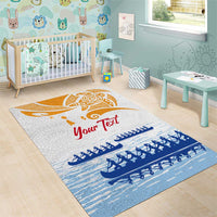 Personalised Hawaiki Nui Va'a French Polynesian Pattern Area Rug White Color LT03 - Polynesian Pride