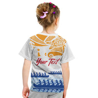 Personalised Hawaiki Nui Va'a French Polynesian Pattern Kid T Shirt White Color LT03 - Polynesian Pride