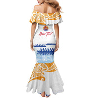 Personalised Hawaiki Nui Va'a French Polynesian Pattern Mermaid Dress White Color LT03 - Polynesian Pride