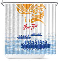 Personalised Hawaiki Nui Va'a French Polynesian Pattern Shower Curtain White Color LT03 White - Polynesian Pride