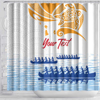 Personalised Hawaiki Nui Va'a French Polynesian Pattern Shower Curtain White Color LT03 - Polynesian Pride