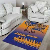 Personalised Hawaiki Nui Va'a French Polynesian Pattern Area Rug Sunset Color LT03 - Polynesian Pride