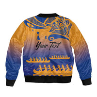 Personalised Hawaiki Nui Va'a French Polynesian Pattern Bomber Jacket Sunset Color LT03 - Polynesian Pride
