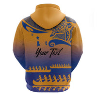 Personalised Hawaiki Nui Va'a French Polynesian Pattern Hoodie Sunset Color LT03 - Polynesian Pride