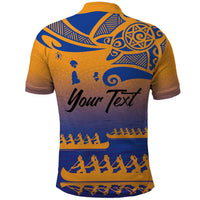 Personalised Hawaiki Nui Va'a French Polynesian Pattern Polo Shirt Sunset Color LT03 - Polynesian Pride