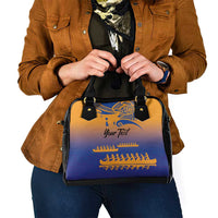 Personalised Hawaiki Nui Va'a French Polynesian Pattern Shoulder Handbag Sunset Color LT03 - Polynesian Pride