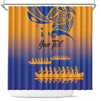 Personalised Hawaiki Nui Va'a French Polynesian Pattern Shower Curtain Sunset Color LT03 Yellow - Polynesian Pride