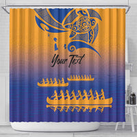 Personalised Hawaiki Nui Va'a French Polynesian Pattern Shower Curtain Sunset Color LT03 - Polynesian Pride