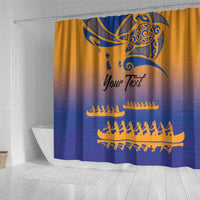 Personalised Hawaiki Nui Va'a French Polynesian Pattern Shower Curtain Sunset Color LT03 - Polynesian Pride