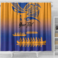 Personalised Hawaiki Nui Va'a French Polynesian Pattern Shower Curtain Sunset Color LT03 - Polynesian Pride